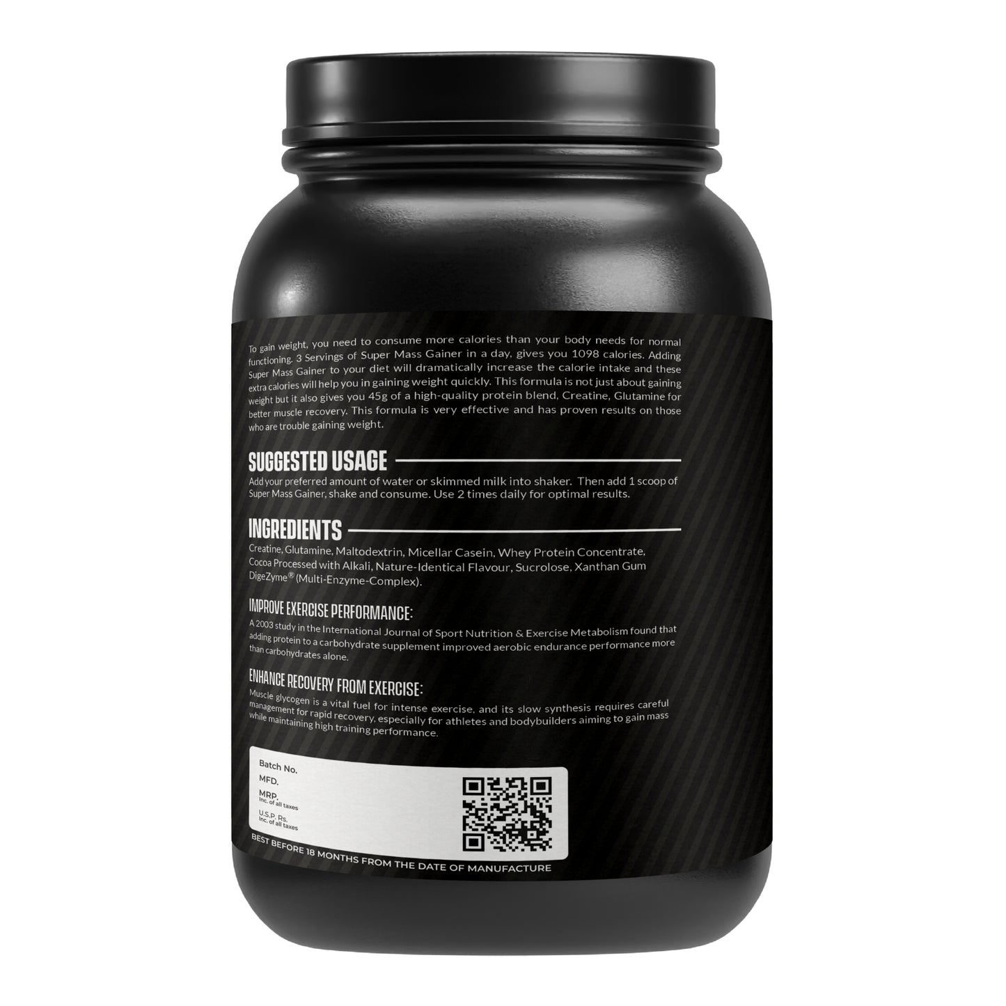 Super Mass Gainer (Rich Chocolate, 1Kg / 2.2Lbs, 10 Servings) | With Complex Carbs, High Protein & Digestive Enzymes