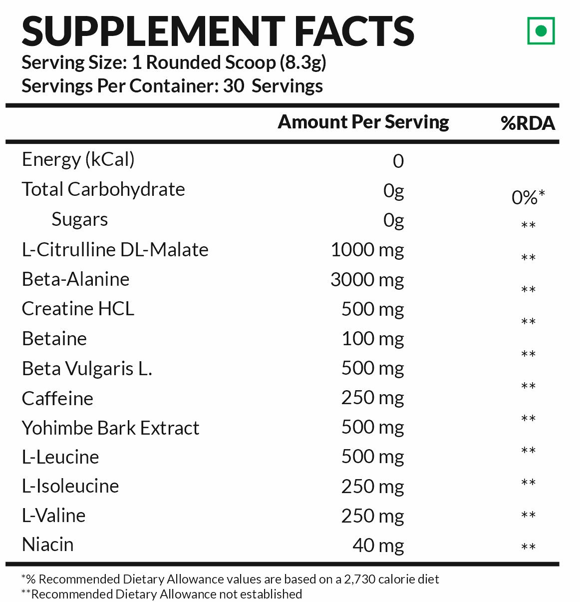 Hyper X Pre Workout (Fruit Punch, 30 Servings, 250G)| 250Mg Caffeine, 500Mg Yohimbe Bark Extract, 3000Mg Beta Alanine, 1000Mg Citrulline Powder