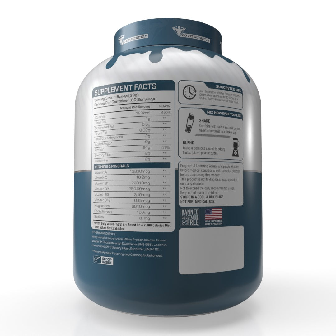 Pure Whey Protein ( Rich Chocolate, 2kg/4.4lbs) | 24g Protein | Isolate & Concentrate Blend | With Added DigeZyme For Better Absorption