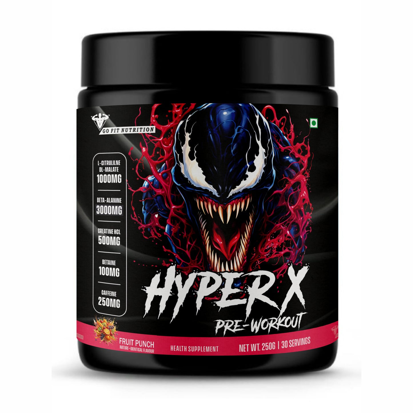 Hyper X Pre Workout (Fruit Punch, 30 Servings, 250G)| 250Mg Caffeine, 500Mg Yohimbe Bark Extract, 3000Mg Beta Alanine, 1000Mg Citrulline Powder