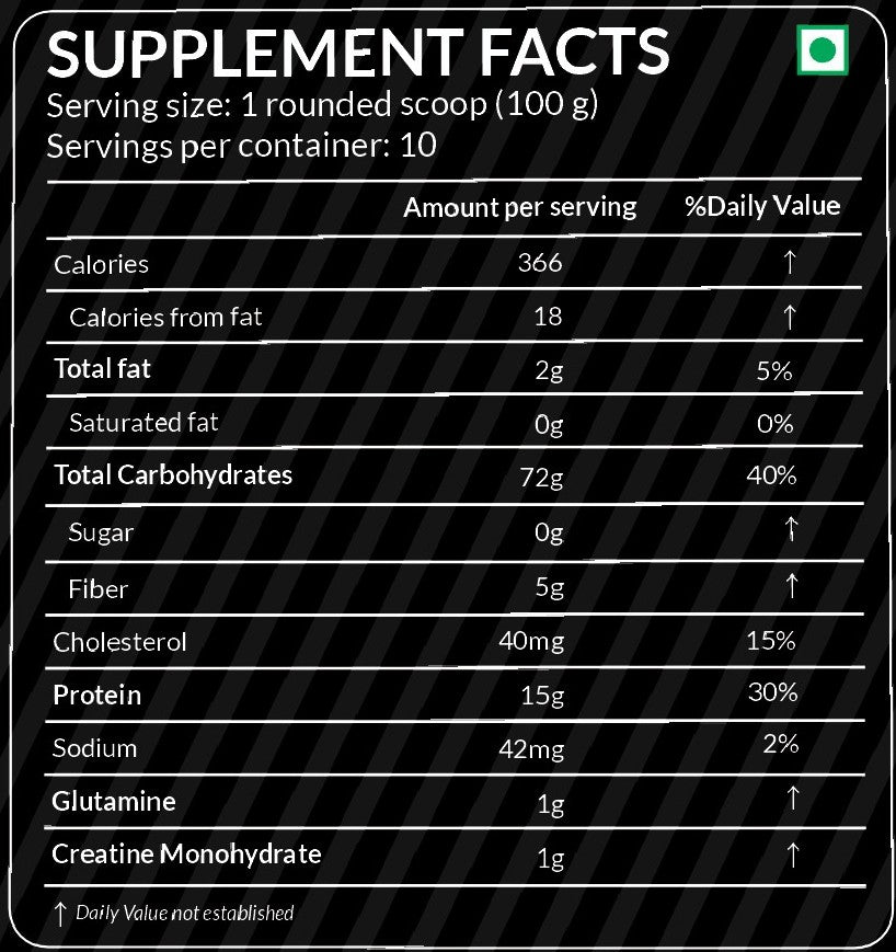 Super Mass Gainer (Rich Chocolate, 1Kg / 2.2Lbs, 10 Servings) | With Complex Carbs, High Protein & Digestive Enzymes