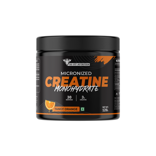 Go Fit Nutrition Micronized Creatine Monohydrate (Tangy Orange, 120g / 0.26lb, 30 Servings)