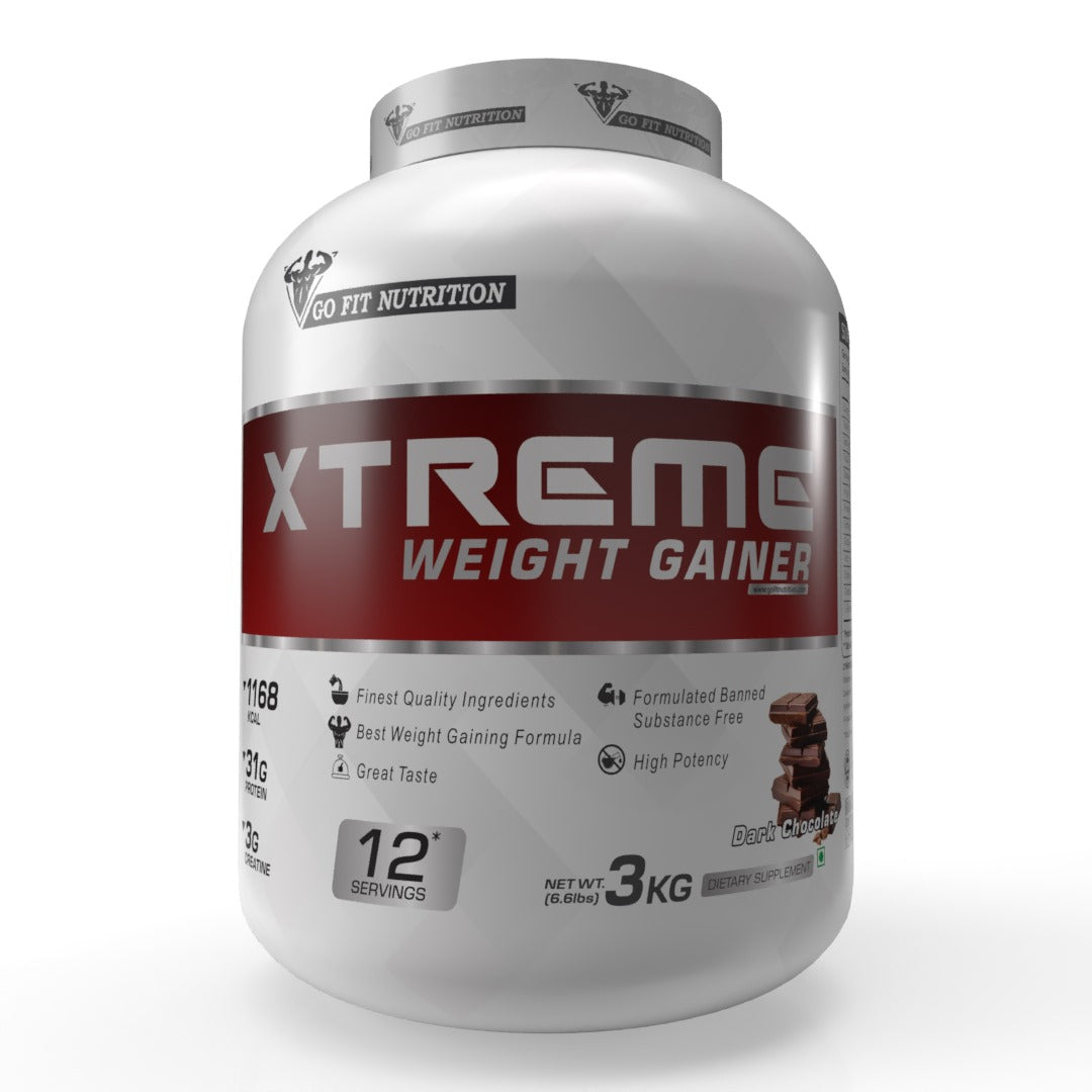 Go Fit Nutrition Xtreme Weight Gainer With Added DigeZyme ( Dark Chocolate –  3Kg, 12 Servings)