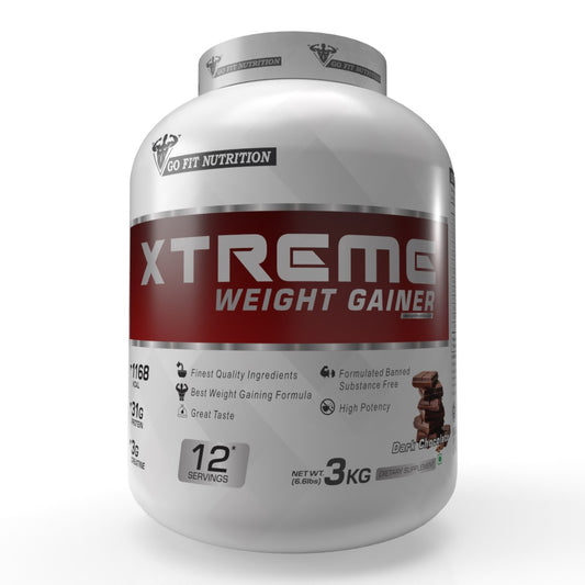 Go Fit Nutrition Xtreme Weight Gainer With Added DigeZyme ( Dark Chocolate –  3Kg, 12 Servings)