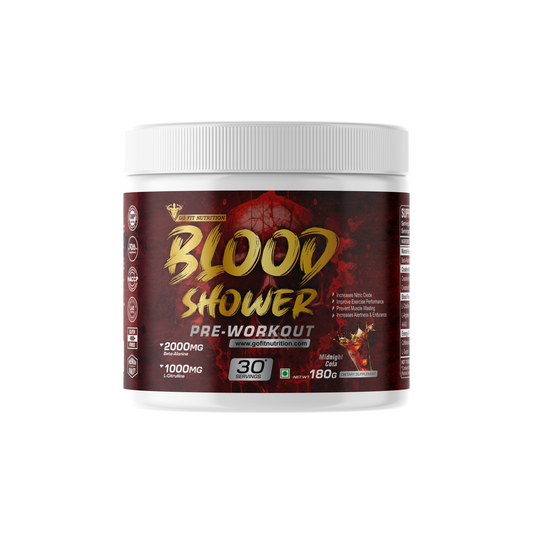 Go Fit Nutrition Blood Shower Pre-Workout Energy Drink (Midnight Cola - 180g, 30 Servings)