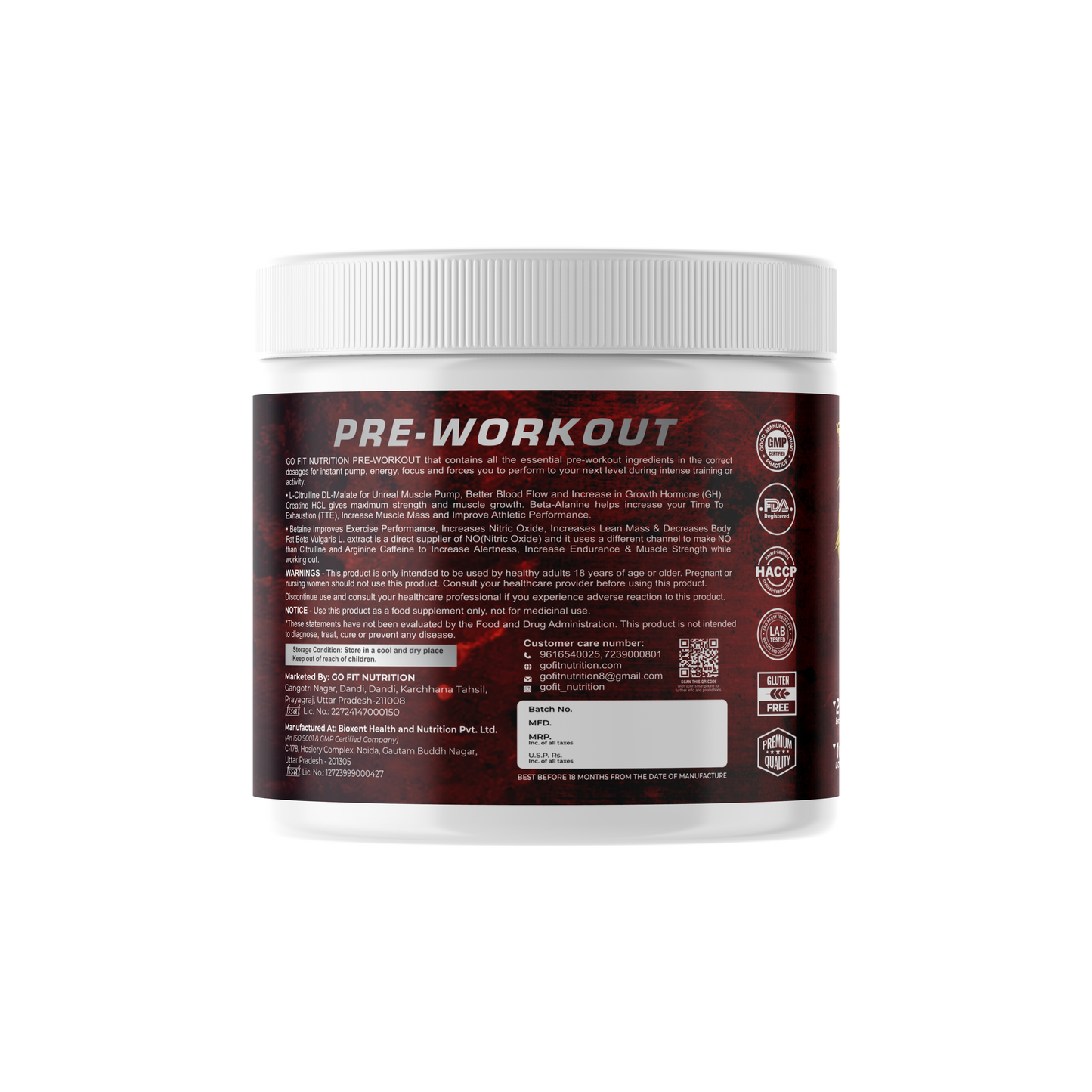 Go Fit Nutrition Blood Shower Pre-Workout Energy Drink (Midnight Cola - 180g, 30 Servings)