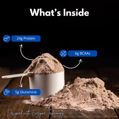 Performance Whey Protein Concentrate with Digestive Enzymes - 24g Protein, 6g BCAA, 5g Glutamine - (Chocolate Bliss, 1kg / 2.2lb - 33 Servings)
