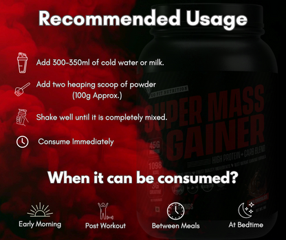 Super Mass Gainer (Rich Chocolate, 1Kg / 2.2Lbs, 10 Servings) | With Complex Carbs, High Protein & Digestive Enzymes
