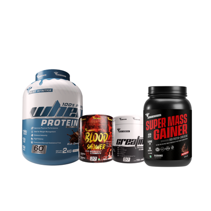 Ultimate Fit Stack - Full Stack (Whey Protein + Mass Gainer + Creatine Monohydrate + Pre-Workout)