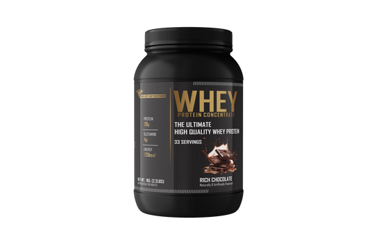 Whey Protein Concentrate with Digestive Enzymes - 26g Protein, 6g BCAA, 4g Glutamine - (Rich Chocolate, 1kg / 2.2lb - 33 Servings)